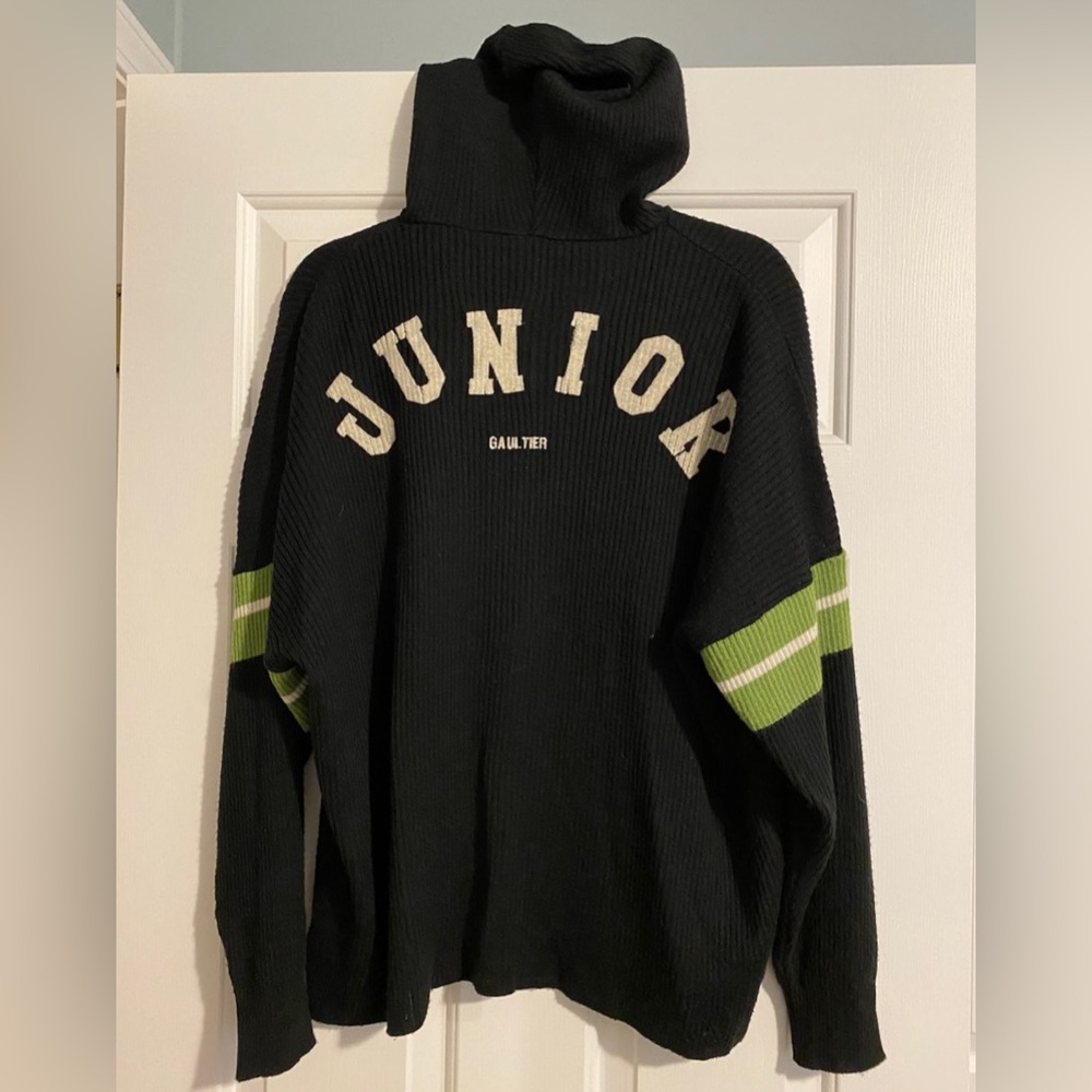 Junior Gaultier Wool ribbed knit zip hoodie hooded sweater GREAT CONDITION